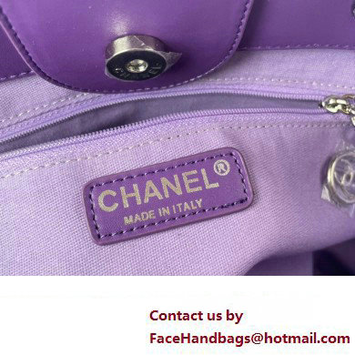 Chanel Shaded Calfskin  &  Silver-Tone Metal Shopping Bag AS3351 Purple 2024